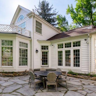 exterior Hyde Park addition and stone patio